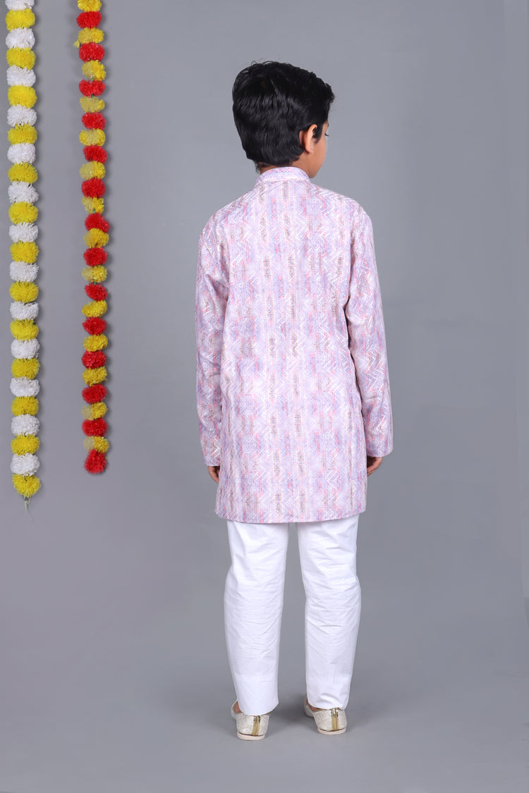 Light Purple Printed Kurta Set – Elegant & Classic for Your Little One