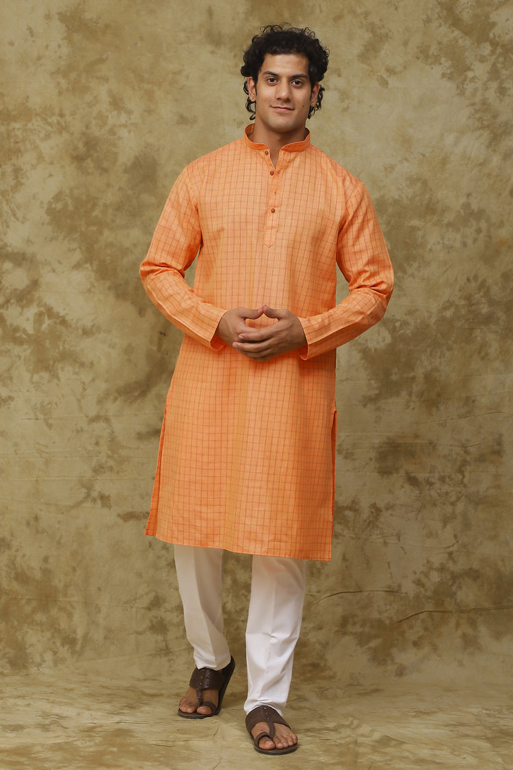 Bluesaanchi Men's Checkered Cotton Kurta Set | Summer Traditional Look