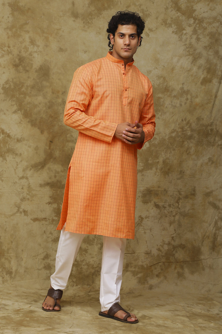 Bluesaanchi Men's Checkered Cotton Kurta Set | Summer Traditional Look