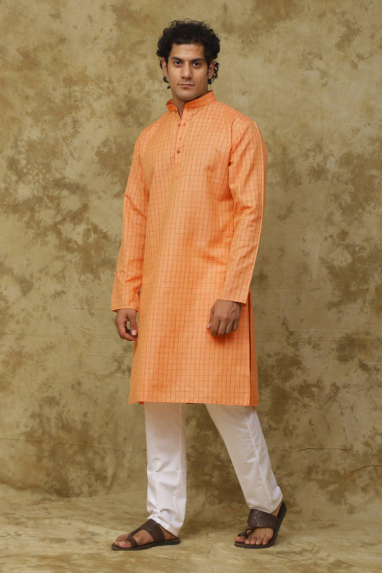 Bluesaanchi Men's Checkered Cotton Kurta Set | Summer Traditional Look