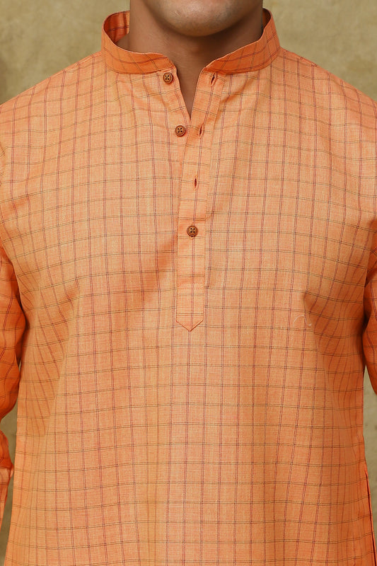Bluesaanchi Men's Checkered Cotton Kurta Set | Summer Traditional Look