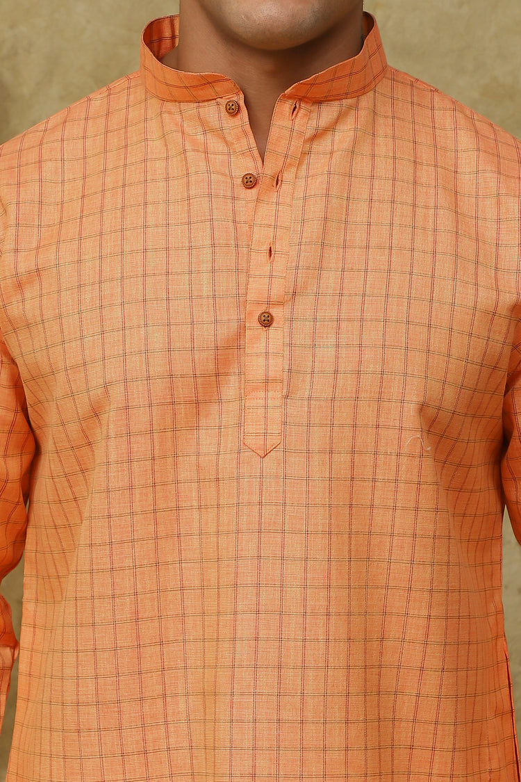 Bluesaanchi Men's Checkered Cotton Kurta Set | Summer Traditional Look