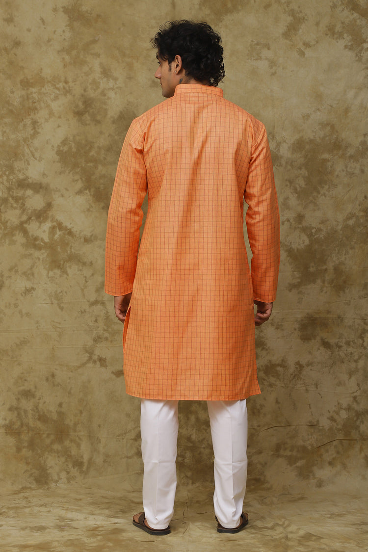 Bluesaanchi Men's Checkered Cotton Kurta Set | Summer Traditional Look