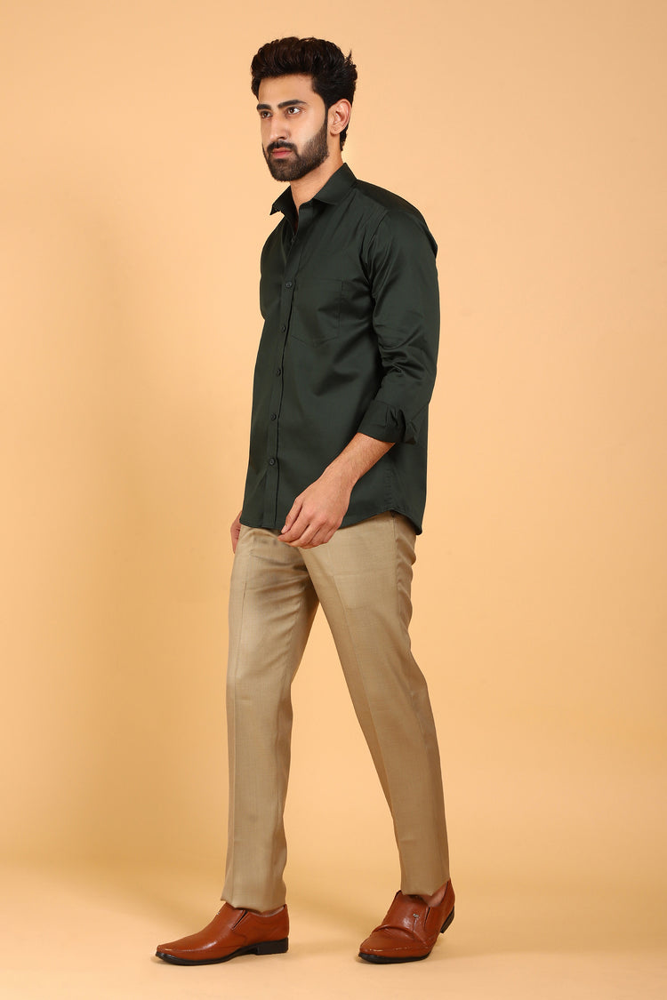 BLUEBIRD MEN'S DARK GREEN PREMIUM SATIN SHIRT