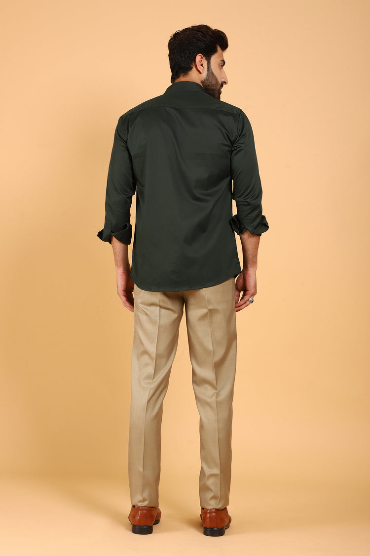 BLUEBIRD MEN'S DARK GREEN PREMIUM SATIN SHIRT