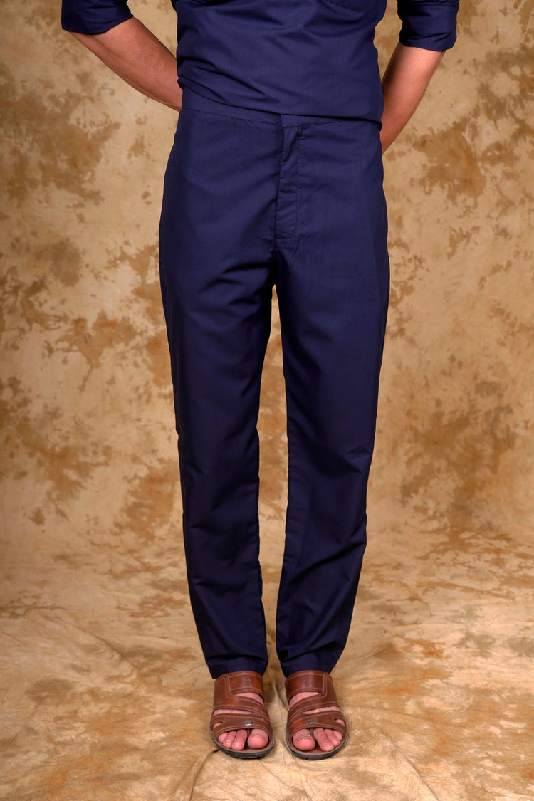 Bluesaanchi Navy Pathani Kurta with Trouser Pant - Veshbhoshaa