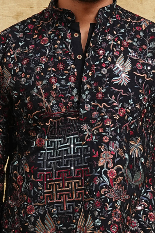 Dark Blue Kashmiri Kurta Set – Wedding & Festive Edition