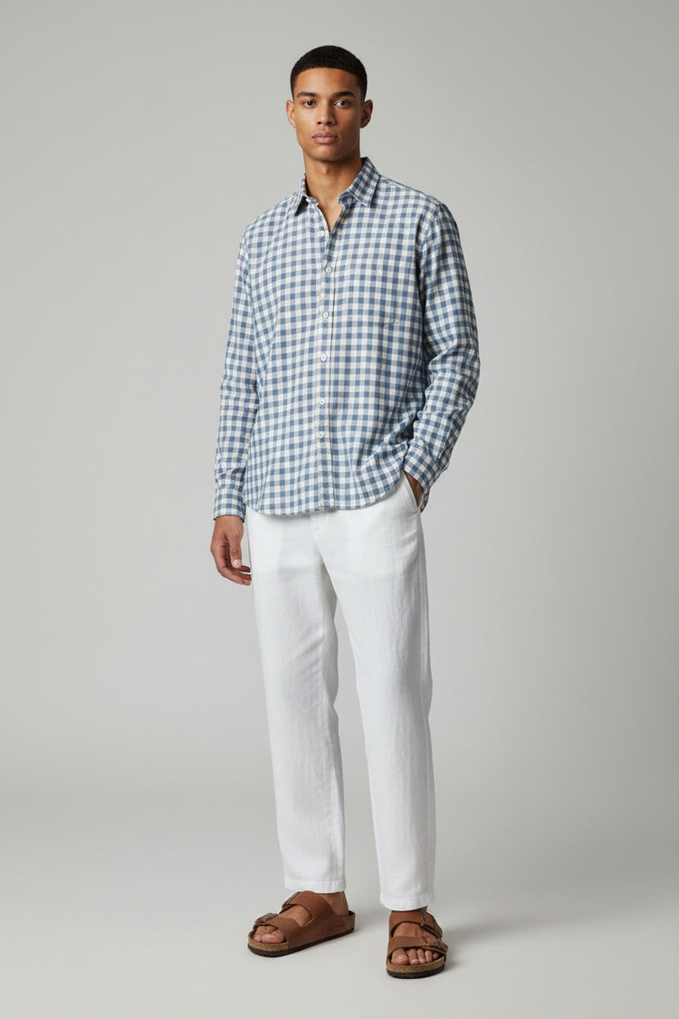 Bluebird Men's Blue Checks Cotton Blend Shirt