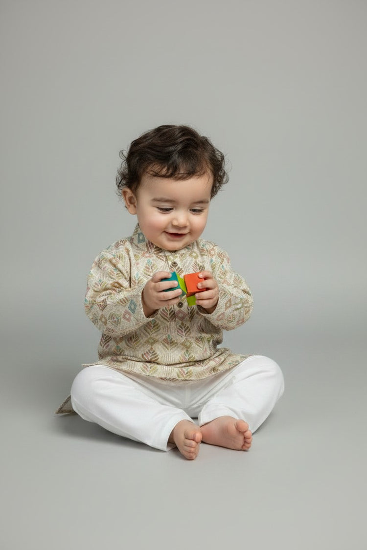 Veshbhoshaa Kid's Yellow Butti sequence Pajama Set