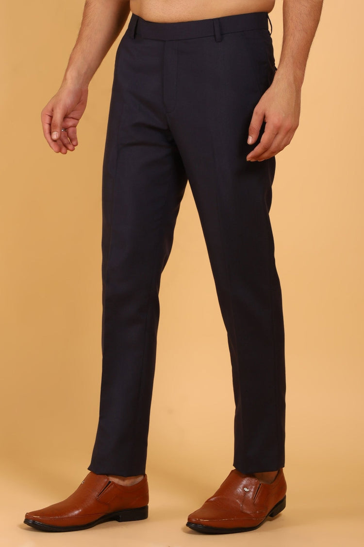 bluebird men's black lycra formal trouser - Veshbhoshaa
