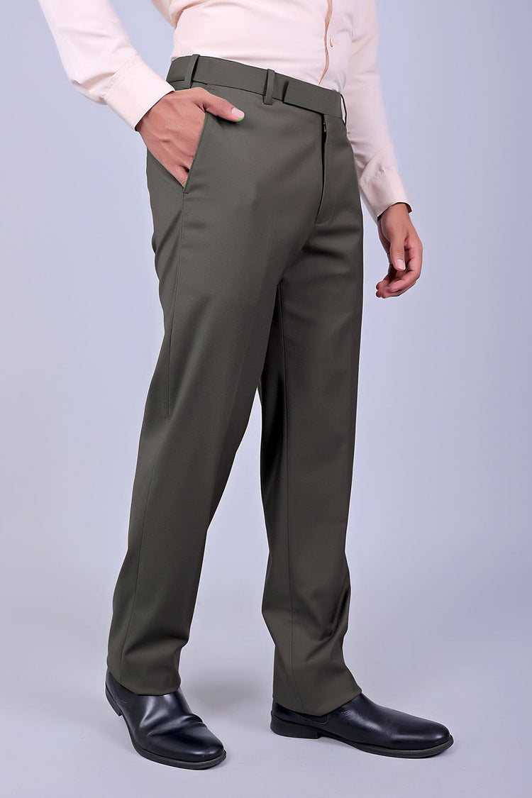 Bluebird Men's Grey Stretch Band Trousers - Veshbhoshaa