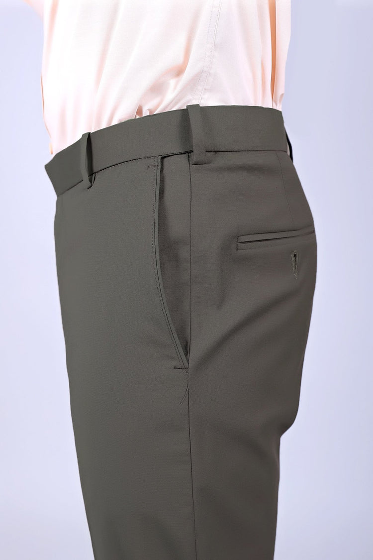 Bluebird Men's Grey Stretch Band Trousers - Veshbhoshaa