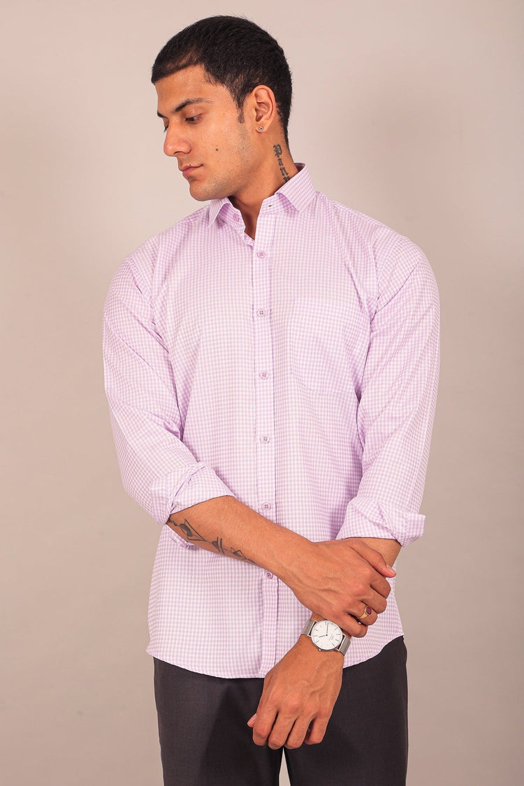 Bluebird Men's Light Purple Check Shirt - Veshbhoshaa