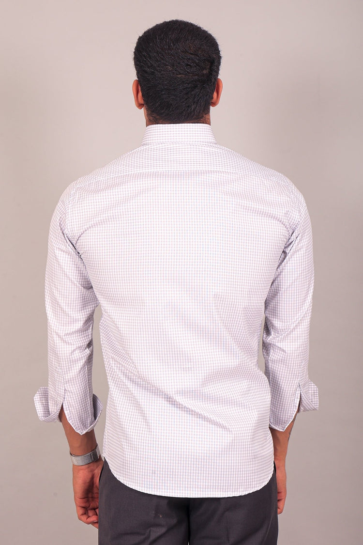 Bluebird Men's Light Slate Grey Check Shirt - Veshbhoshaa