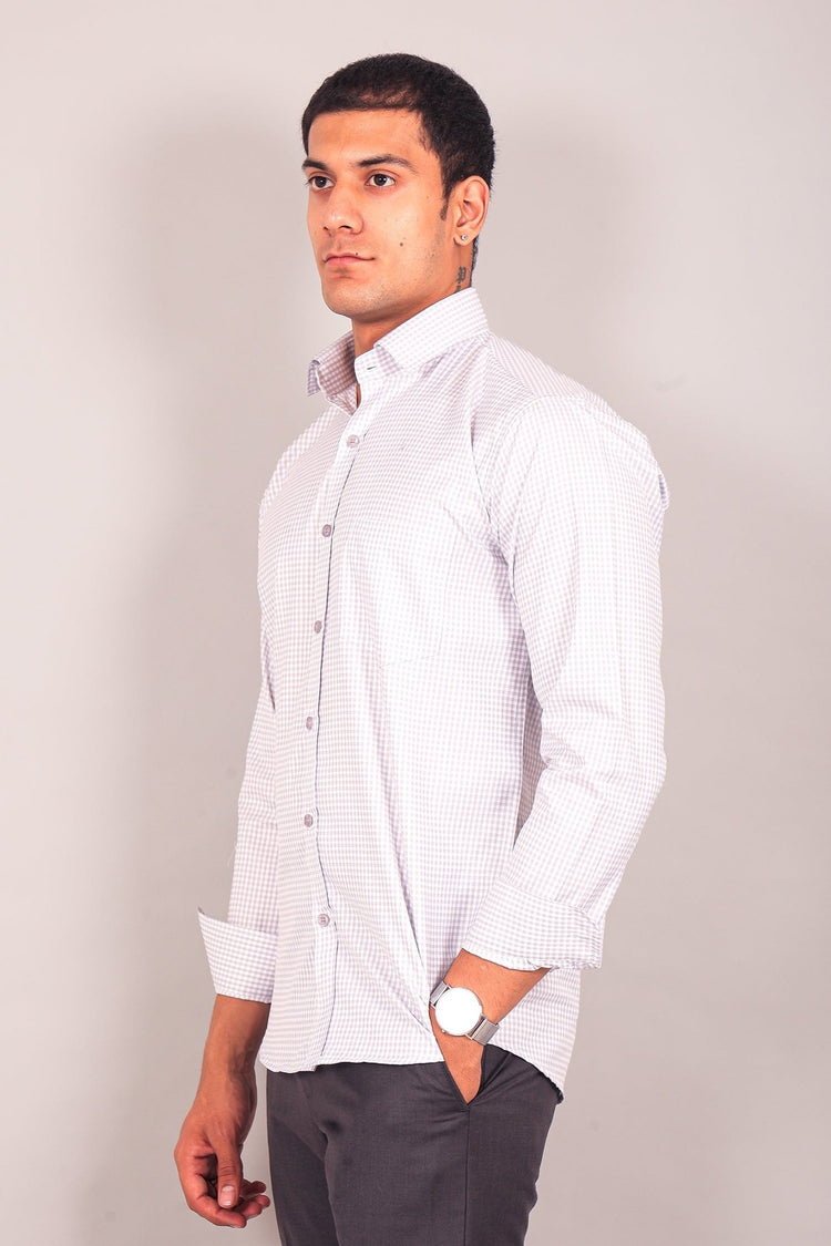 Bluebird Men's Light Slate Grey Check Shirt - Veshbhoshaa