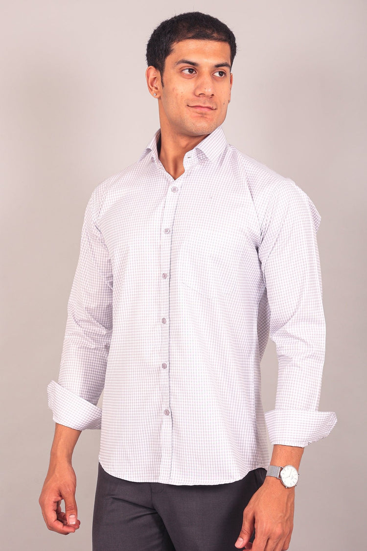 Bluebird Men's Light Slate Grey Check Shirt - Veshbhoshaa