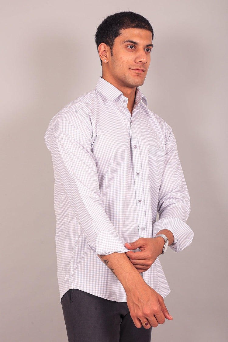 Bluebird Men's Light Slate Grey Check Shirt - Veshbhoshaa