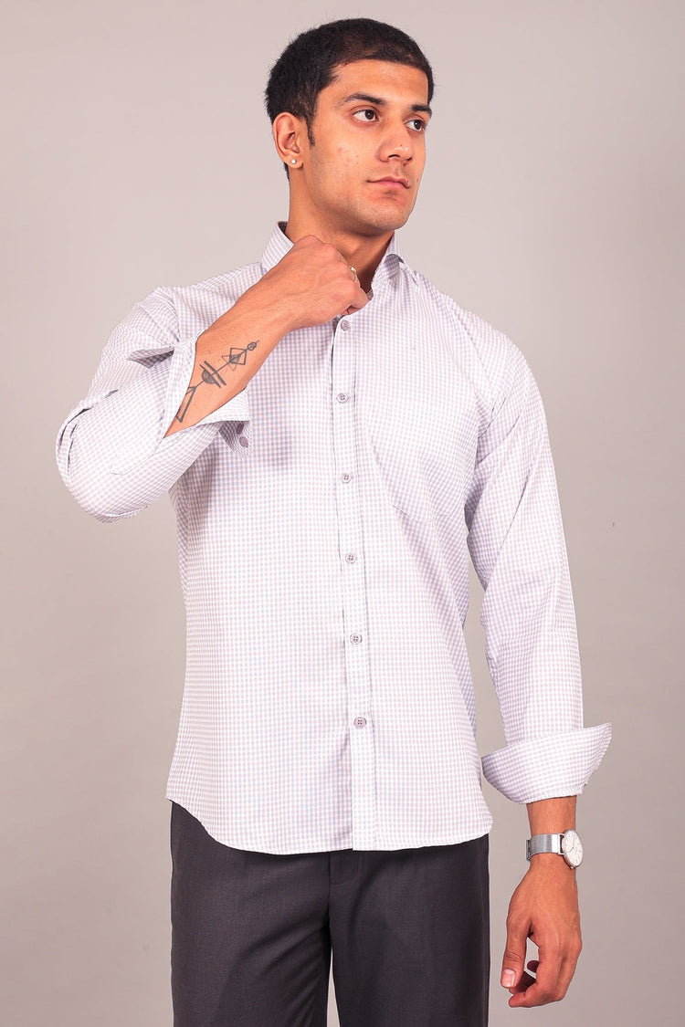 Bluebird Men's Light Slate Grey Check Shirt - Veshbhoshaa