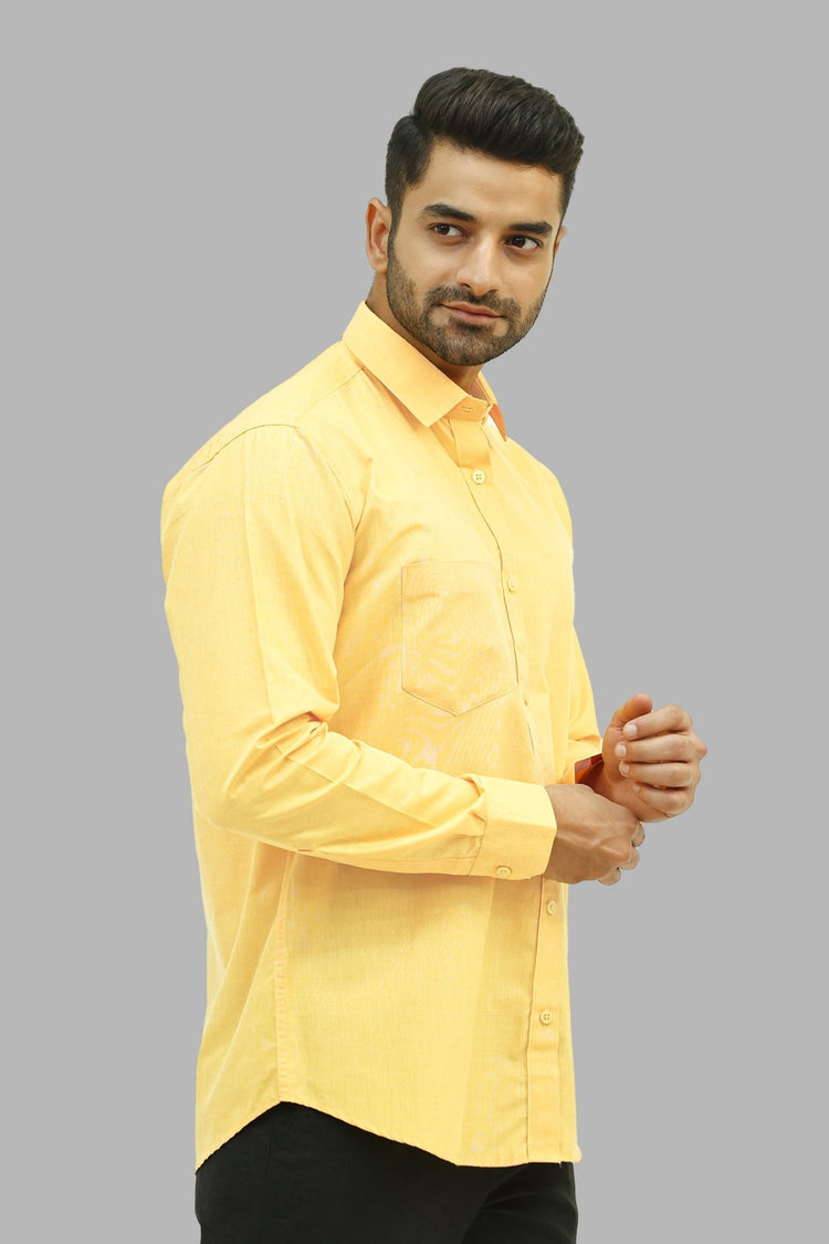Bluebird Men's Light Yellow Formal Shirt - Veshbhoshaa
