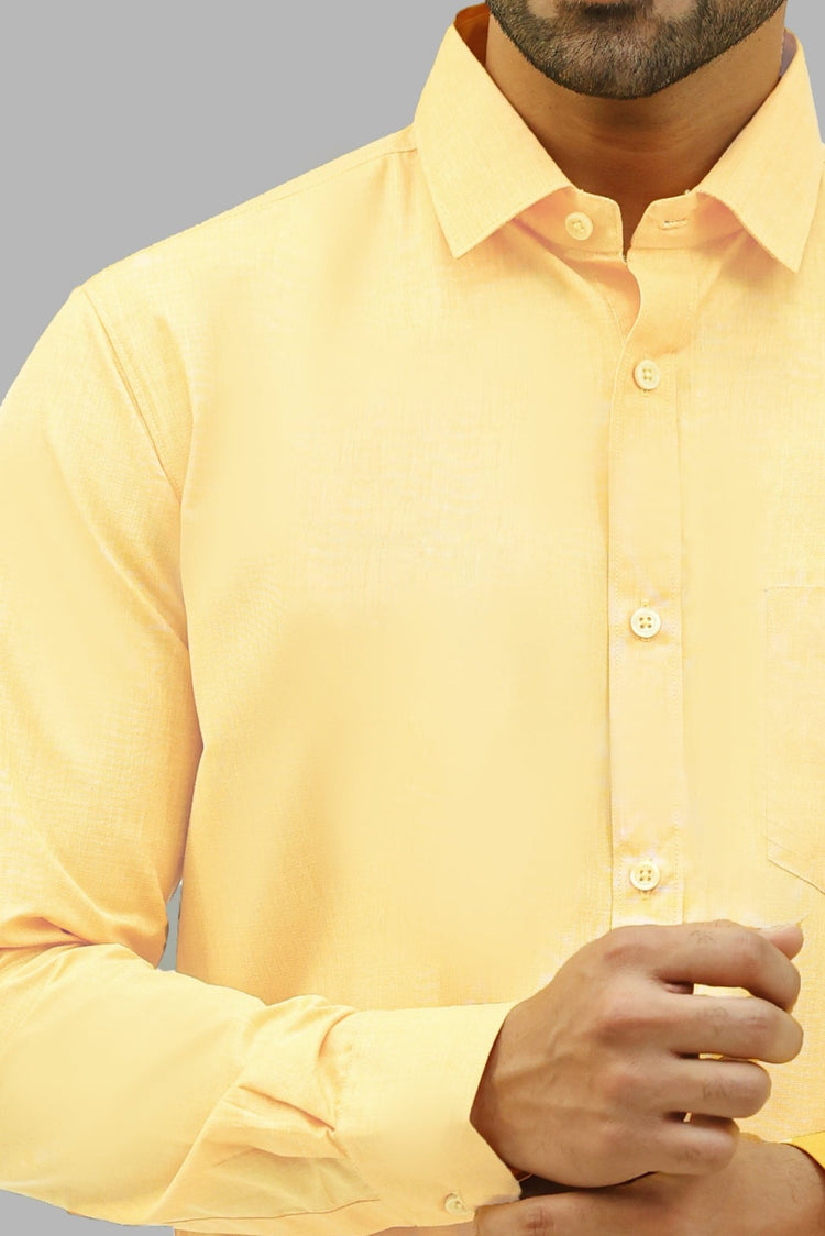 Bluebird Men's Light Yellow Formal Shirt - Veshbhoshaa