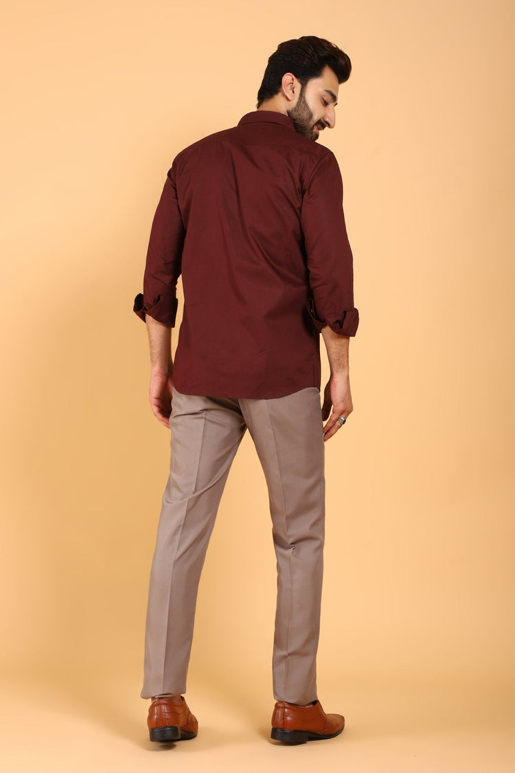 Bluebird Men's Maroon Premium Satin Shirt - Veshbhoshaa