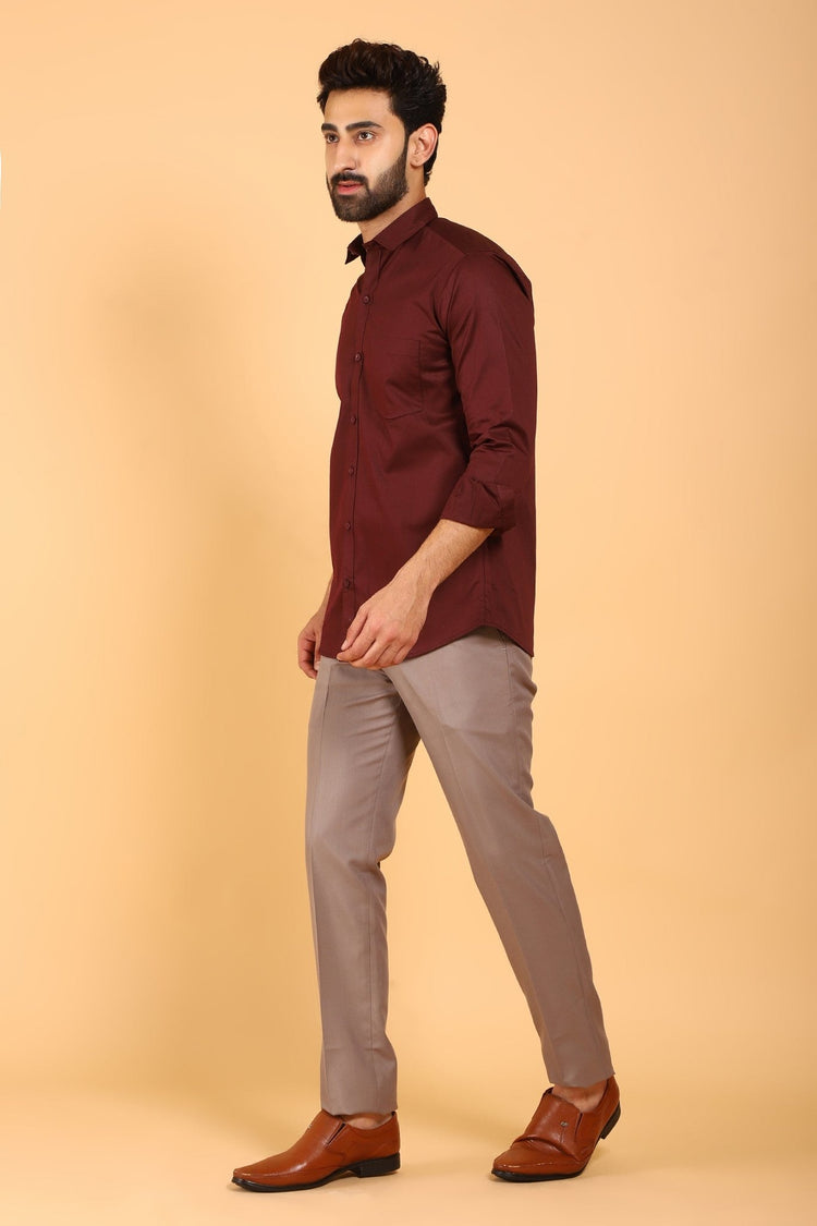 Bluebird Men's Maroon Premium Satin Shirt - Veshbhoshaa