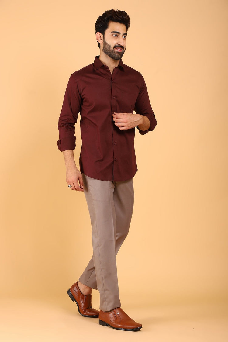 Bluebird Men's Maroon Premium Satin Shirt - Veshbhoshaa