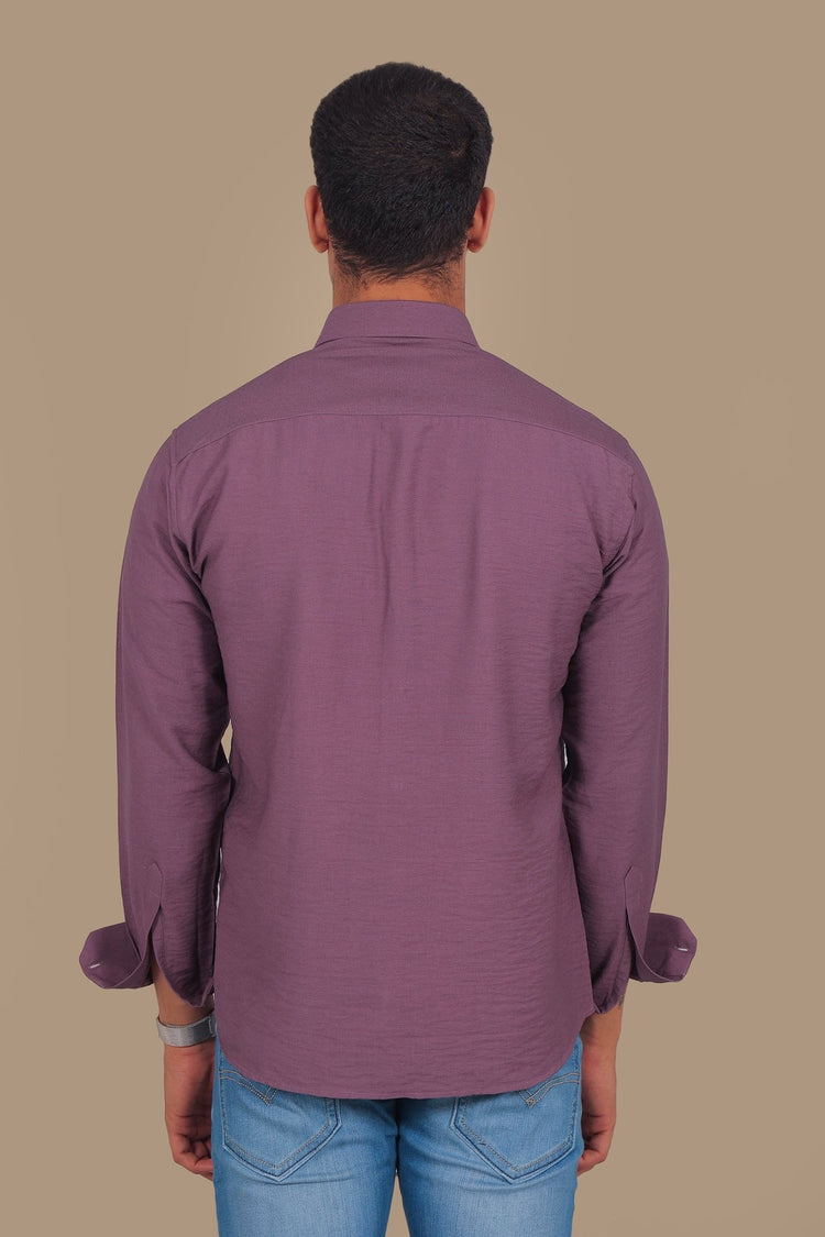 Bluebird Men's Mauve Knitted Plain Shirt - Veshbhoshaa
