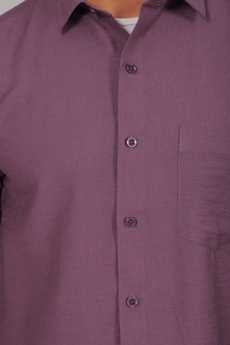 Bluebird Men's Mauve Knitted Plain Shirt - Veshbhoshaa