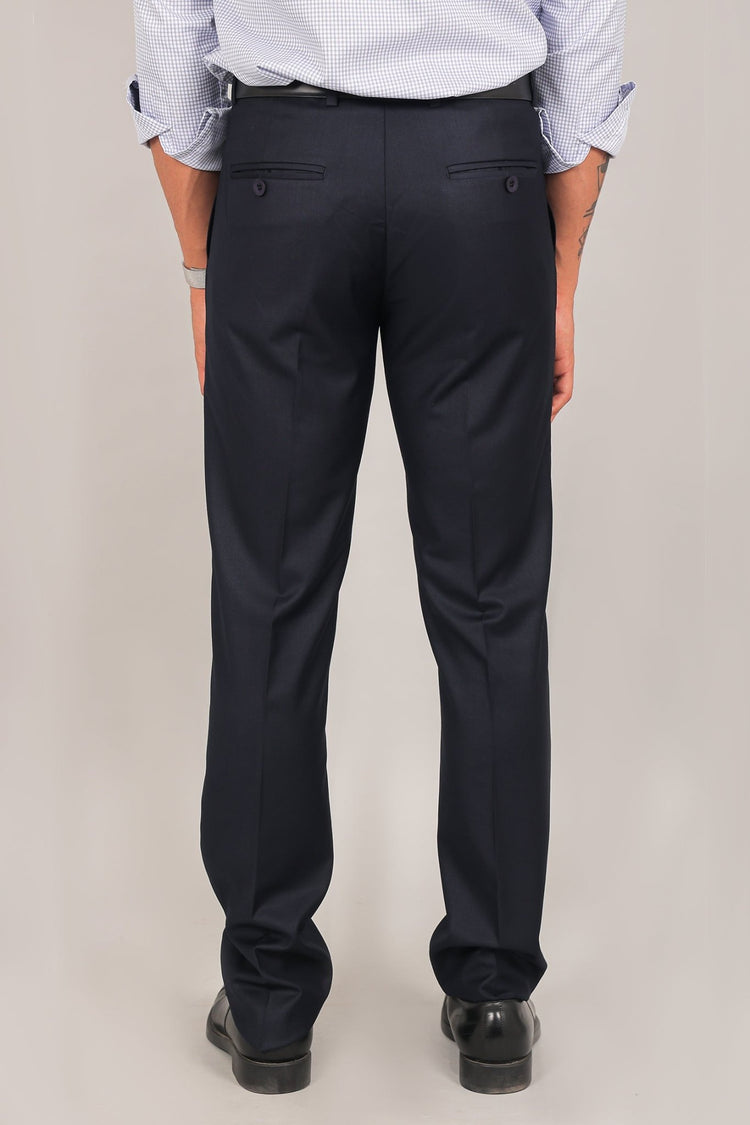 Bluebird Men's Navy Blue Formal Trouser - Veshbhoshaa