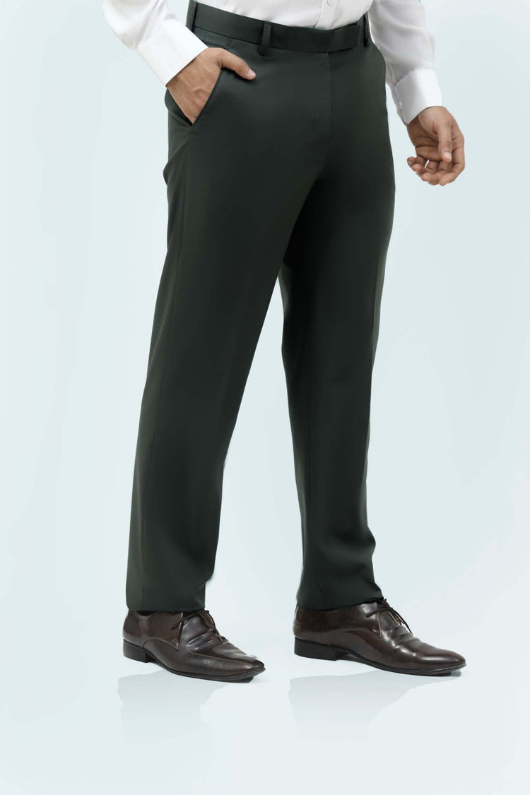 Bluebird Men's Olive Green Formal Trousers - Veshbhoshaa