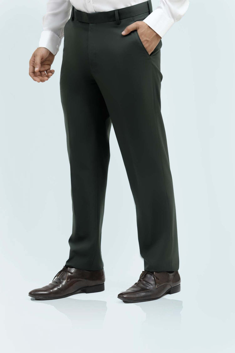 Bluebird Men's Olive Green Formal Trousers - Veshbhoshaa