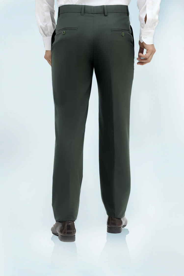 Bluebird Men's Olive Green Formal Trousers - Veshbhoshaa