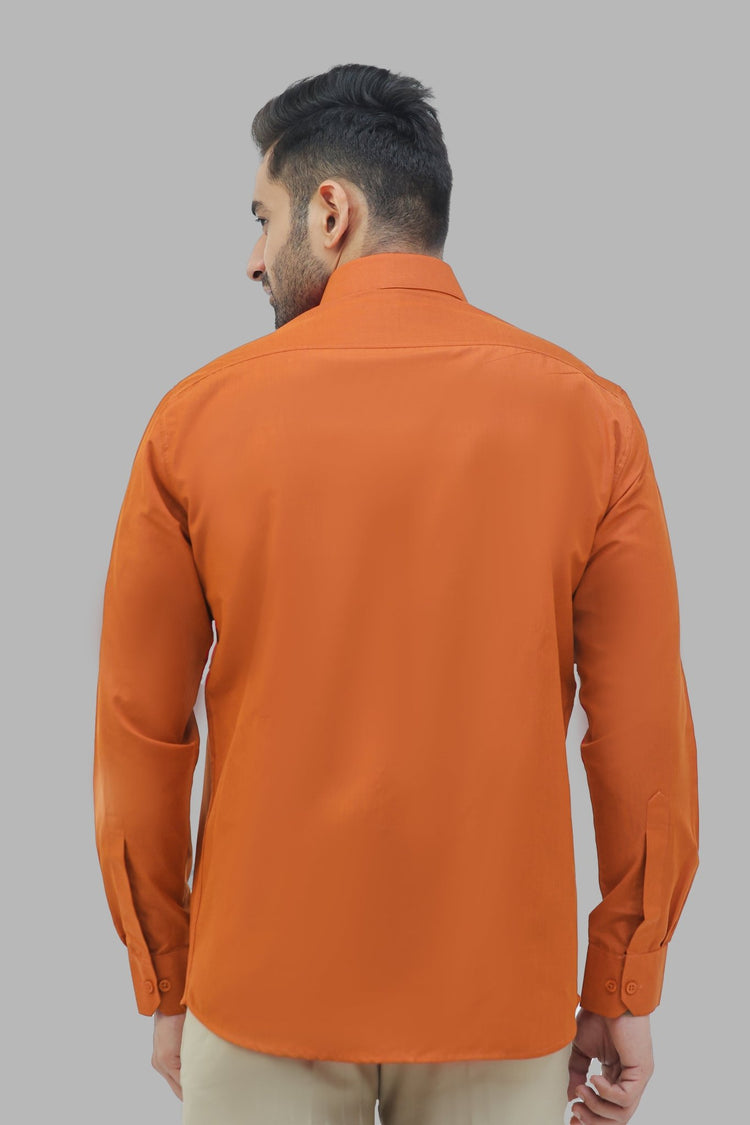 Bluebird Men's Orange Formal Shirt - Veshbhoshaa
