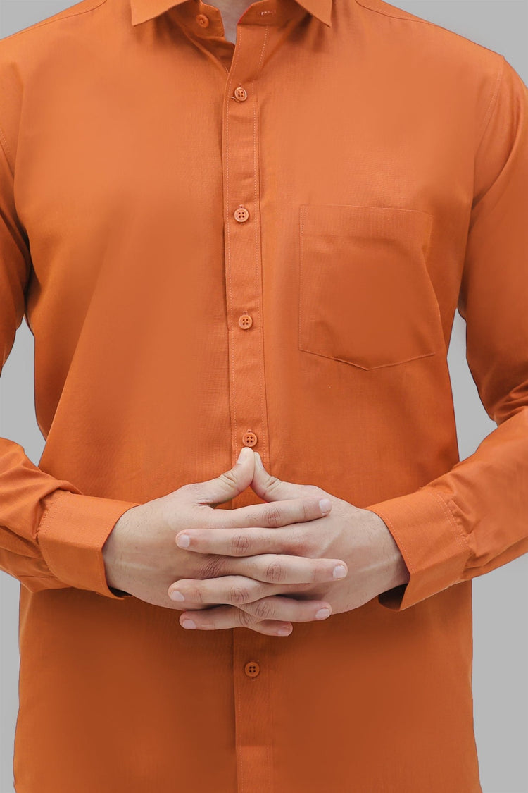 Bluebird Men's Orange Formal Shirt - Veshbhoshaa