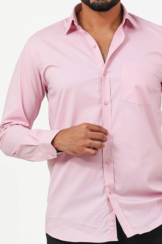 Bluebird Men's Pink Cotton Lycra Formal Shirt - Veshbhoshaa