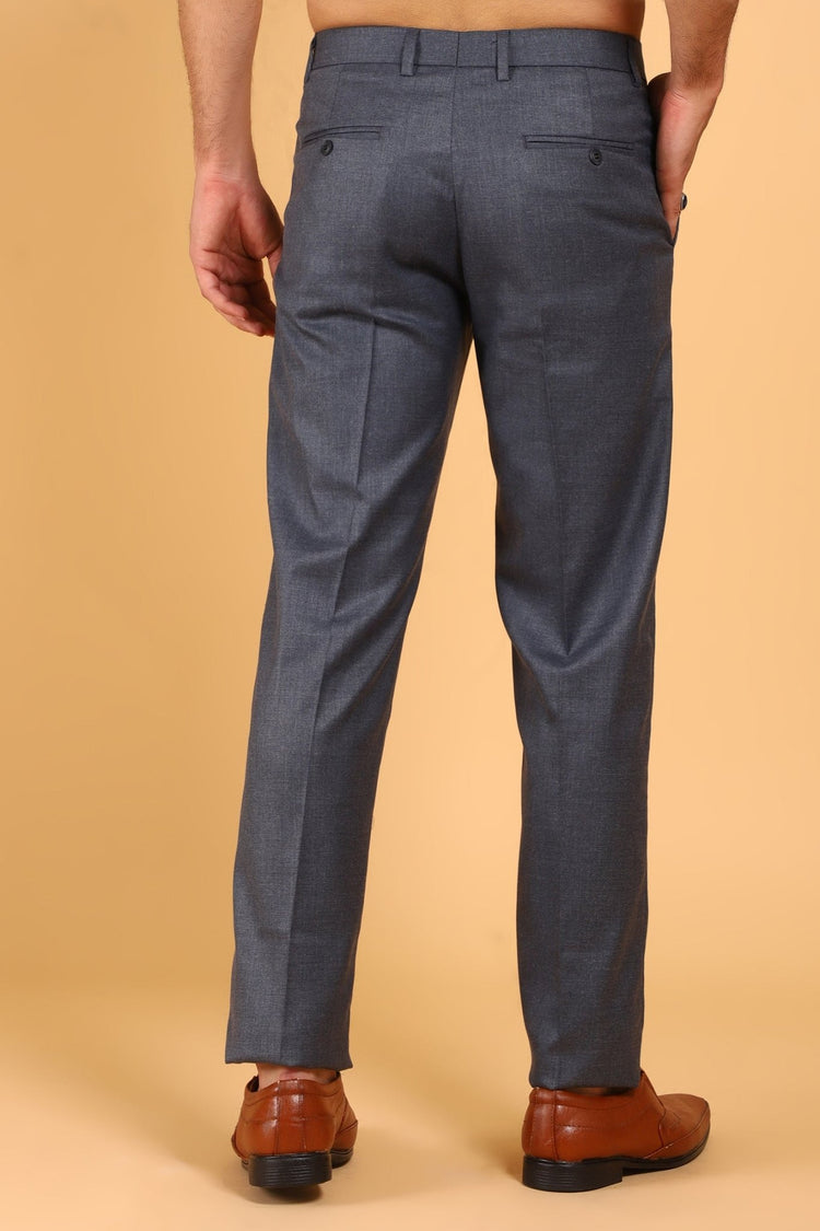 Bluebird Men's Steel Grey Lycra Formal Trouser - Veshbhoshaa