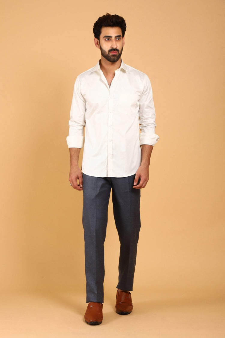 Bluebird Men's Steel Grey Lycra Formal Trouser - Veshbhoshaa