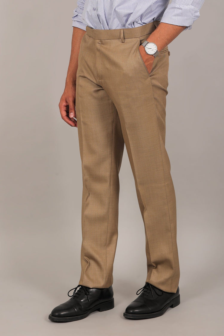 Bluebird Men's Tan Formal Trouser - Veshbhoshaa