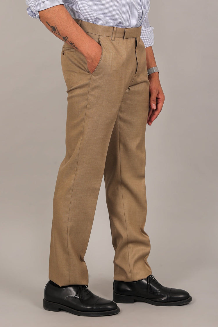 Bluebird Men's Tan Formal Trouser - Veshbhoshaa