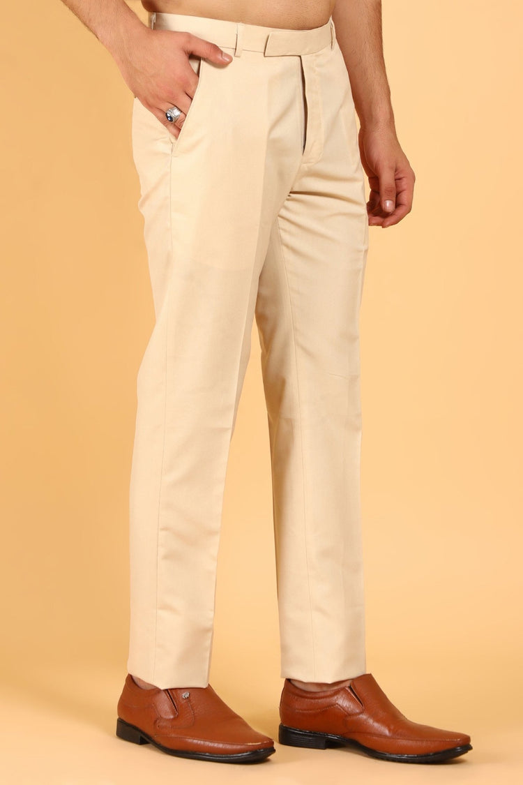 Bluebird Men's Wheat Texture Formal Trouser - Veshbhoshaa
