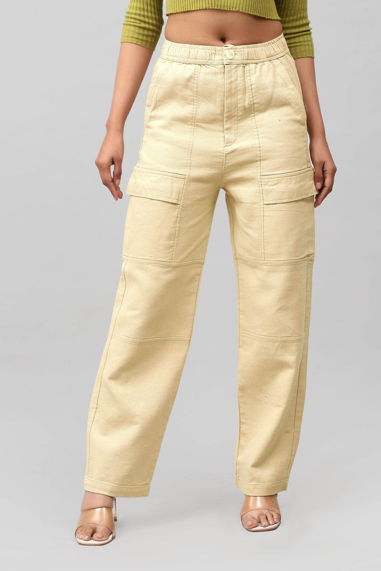 Bluebird Women's Cotton Cargo Pant – Urban Luxe in Beige - Veshbhoshaa