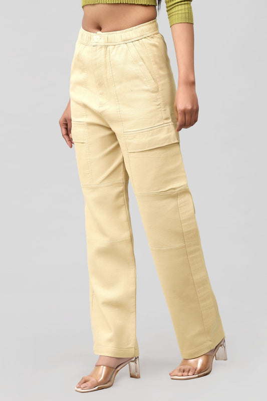 Bluebird Women's Cotton Cargo Pant – Urban Luxe in Beige - Veshbhoshaa