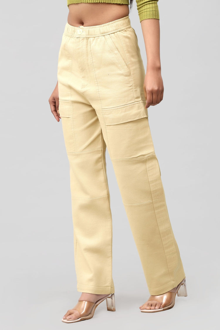 Bluebird Women's Cotton Cargo Pant – Urban Luxe in Beige - Veshbhoshaa