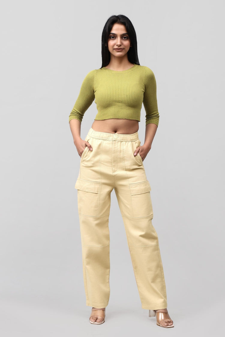 Bluebird Women's Cotton Cargo Pant – Urban Luxe in Beige - Veshbhoshaa