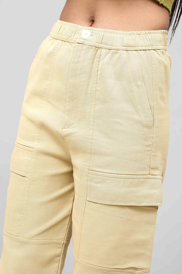 Bluebird Women's Cotton Cargo Pant – Urban Luxe in Beige - Veshbhoshaa