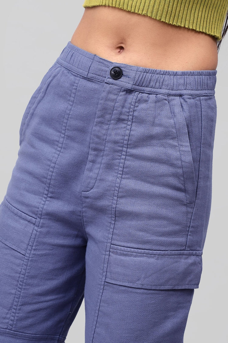 Bluebird Women's Cotton Cargo Pants – Effortless Cool in Blue - Veshbhoshaa
