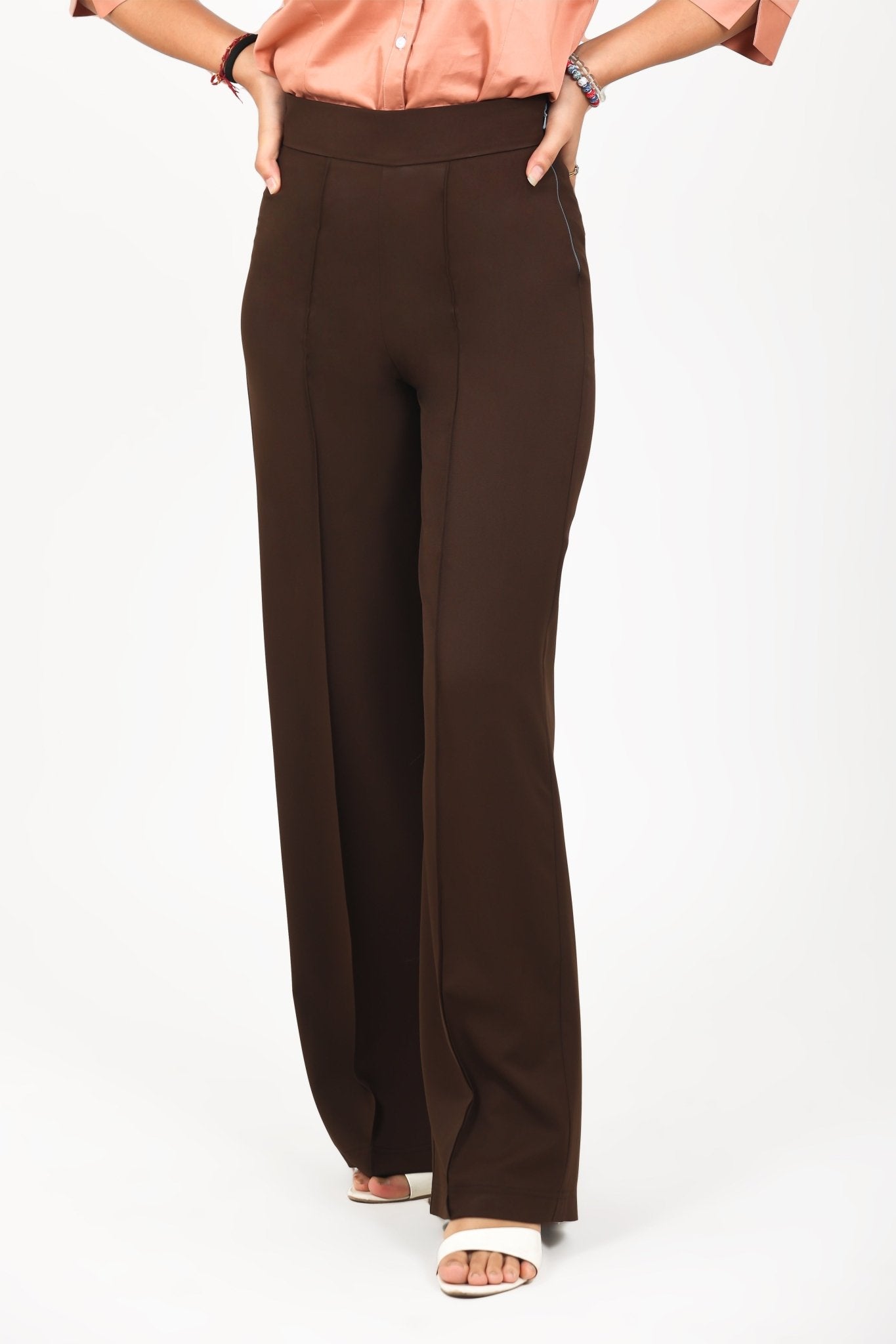dark brown dress pants for women bluebird Women's Dark Brown Casual Bell Bottom Trouser