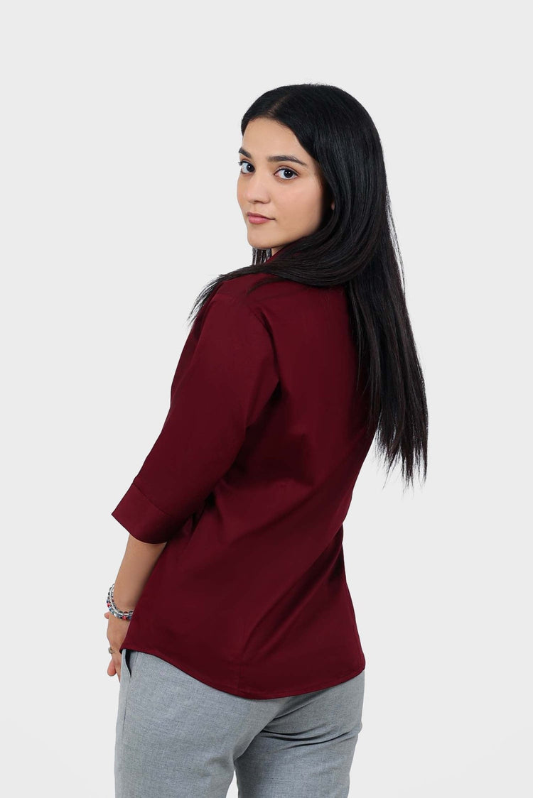 bluebird Women's Maroon Formal Shirt - Veshbhoshaa