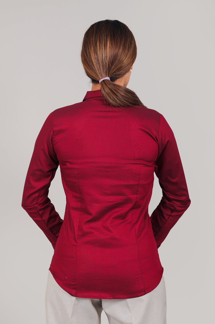 bluebird Women's Maroon Satin Shirt - Veshbhoshaa